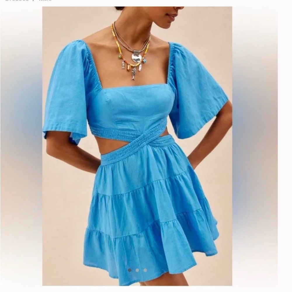 Free People Cross of Sunlight Blue Mini Dress